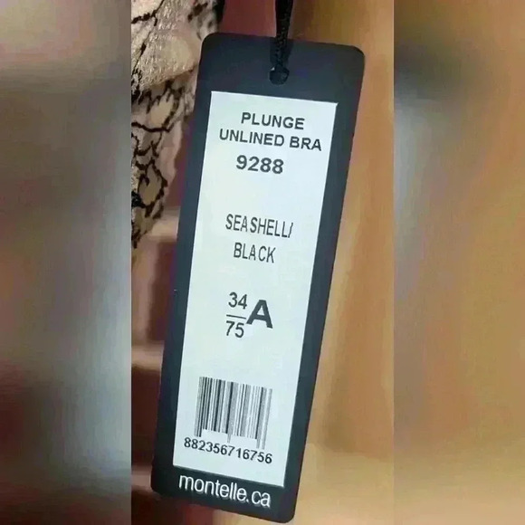 Montelle Intimates 9288 Plunge Unlined Bra 34A Seashell/Black - Picture 7 of 7